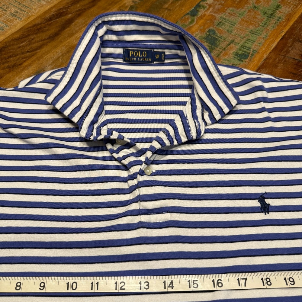 Polo Ralph Lauren Striped Polo Shirt Men’s 2X Big Blue White Classic Fit